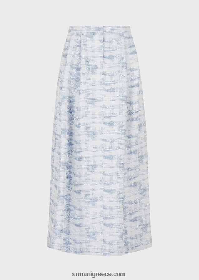 γυναίκες Armani ντεγκραντέ ζακάρ λινό-χαρμάνι μακριά φούστα 4046R6330 πρότυπο