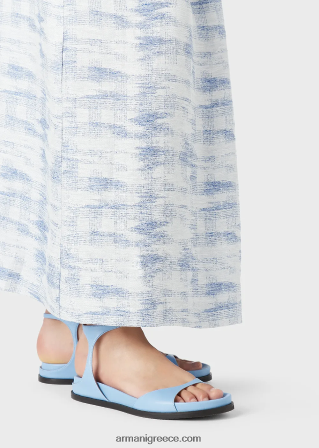 γυναίκες Armani ντεγκραντέ ζακάρ λινό-χαρμάνι μακριά φούστα 4046R6330 πρότυπο