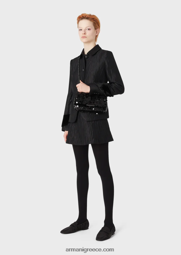 γυναίκες Armani φούστα με φουσκωτό χρώμα 4046R6333 μαύρος