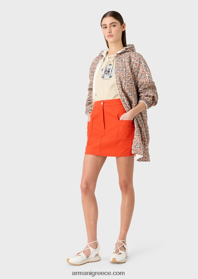 γυναίκες Armani βιώσιμη συλλογή οργανική φούστα ταύρου 4046R6337 πορτοκάλι