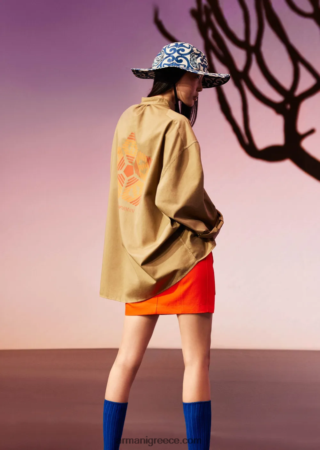 γυναίκες Armani βιώσιμη συλλογή οργανική φούστα ταύρου 4046R6337 πορτοκάλι