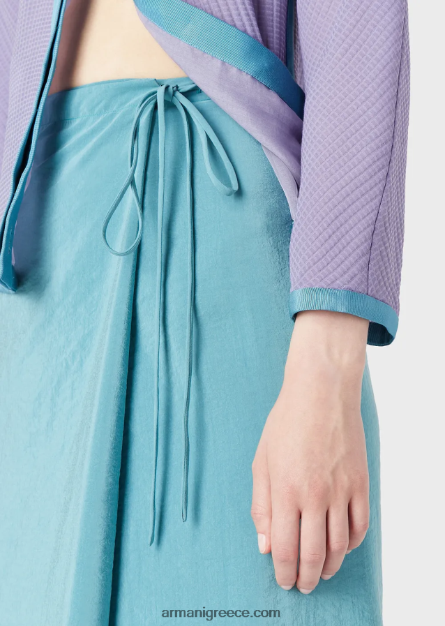 γυναίκες Armani μακριά φούστα σε στυλ σαρόνγκ από πλυμένο τεχνικό μετάξι με εμπριμέ λεπτομέρεια από σιφόν 4046R6342