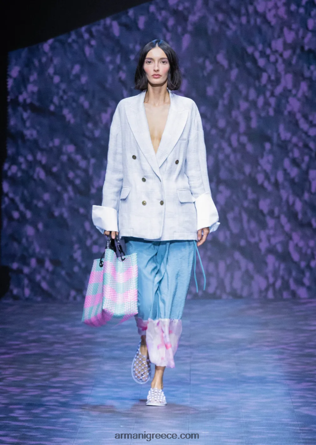 γυναίκες Armani μακριά φούστα σε στυλ σαρόνγκ από πλυμένο τεχνικό μετάξι με εμπριμέ λεπτομέρεια από σιφόν 4046R6342