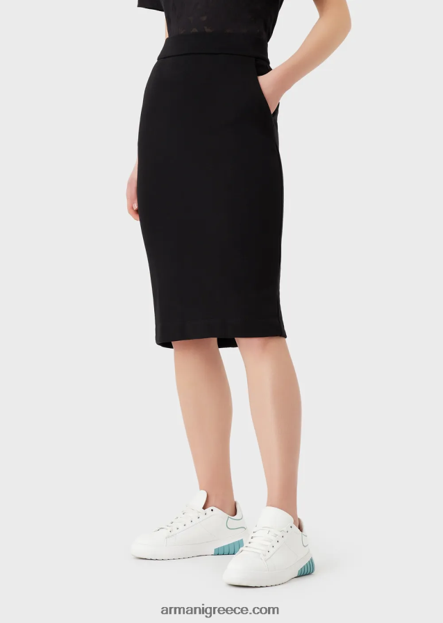 γυναίκες Armani μίντι φούστα French terry pencil με ταινία λογότυπου 4046R6331