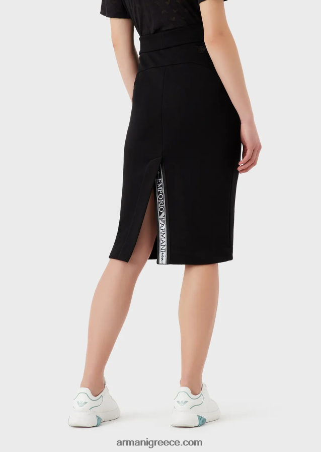 γυναίκες Armani μίντι φούστα French terry pencil με ταινία λογότυπου 4046R6331