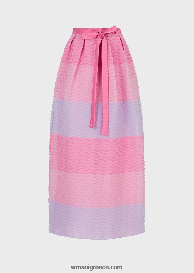 γυναίκες Armani μακριά φούστα σε οργάντζα bayadere με κυματιστό μοτίβο cloque 4046R6341