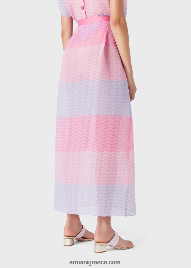 γυναίκες Armani μακριά φούστα σε οργάντζα bayadere με κυματιστό μοτίβο cloque 4046R6341
