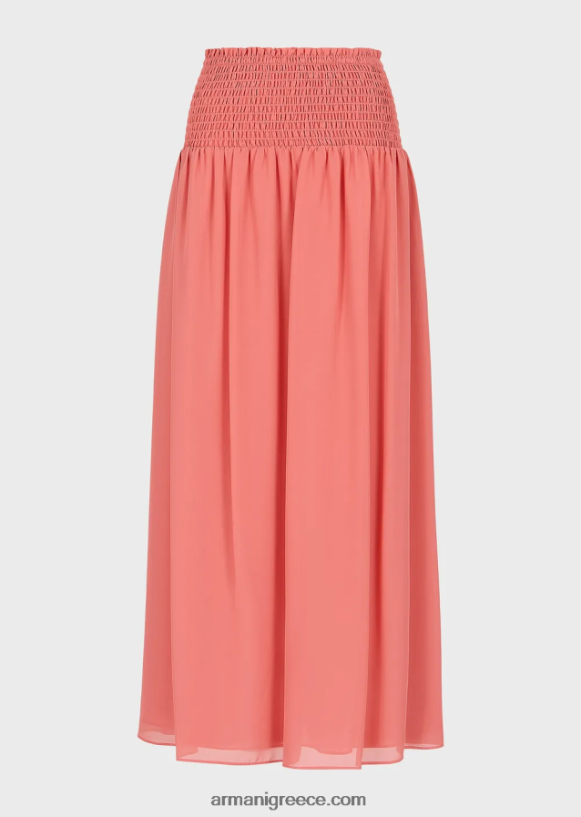 γυναίκες Armani crepon μακριά φούστα με ανάγλυφο ελαστικό peplum 4046R6329 ροζ