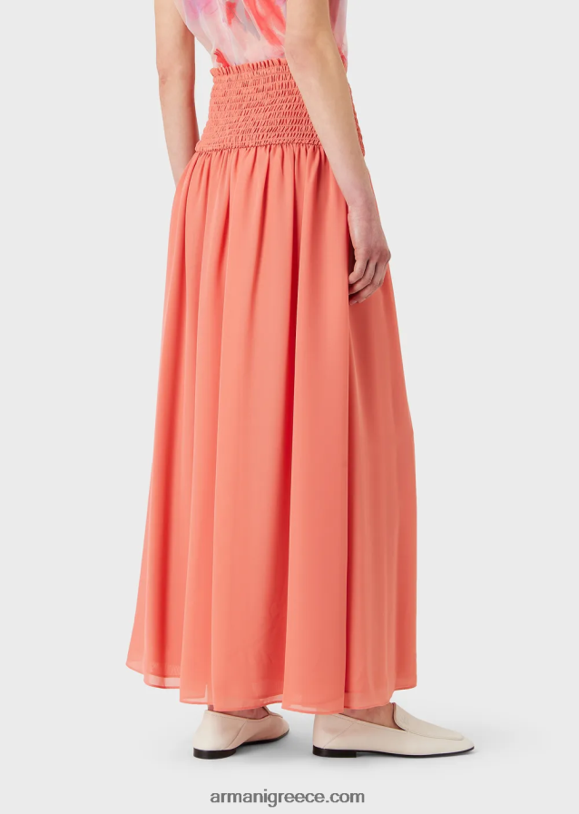 γυναίκες Armani crepon μακριά φούστα με ανάγλυφο ελαστικό peplum 4046R6329 ροζ