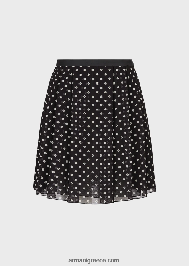 γυναίκες Armani φούστα georgette με στάμπα με παγιέτες 4046R6335 πρότυπο