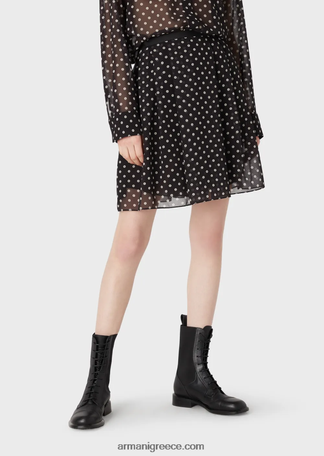 γυναίκες Armani φούστα georgette με στάμπα με παγιέτες 4046R6335 πρότυπο