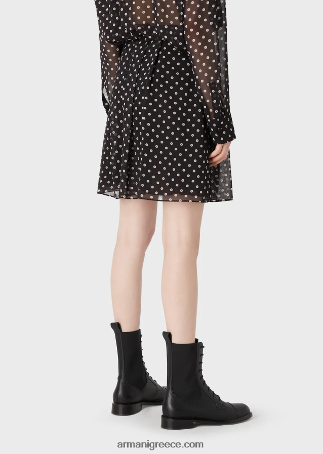 γυναίκες Armani φούστα georgette με στάμπα με παγιέτες 4046R6335 πρότυπο