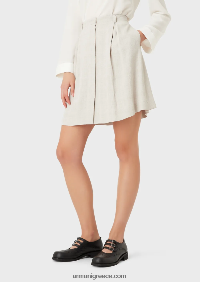 γυναίκες Armani ζακάρ ντεγκραντέ φούστα με πιέτες godet 4046R6336 γκρι περιστεριού