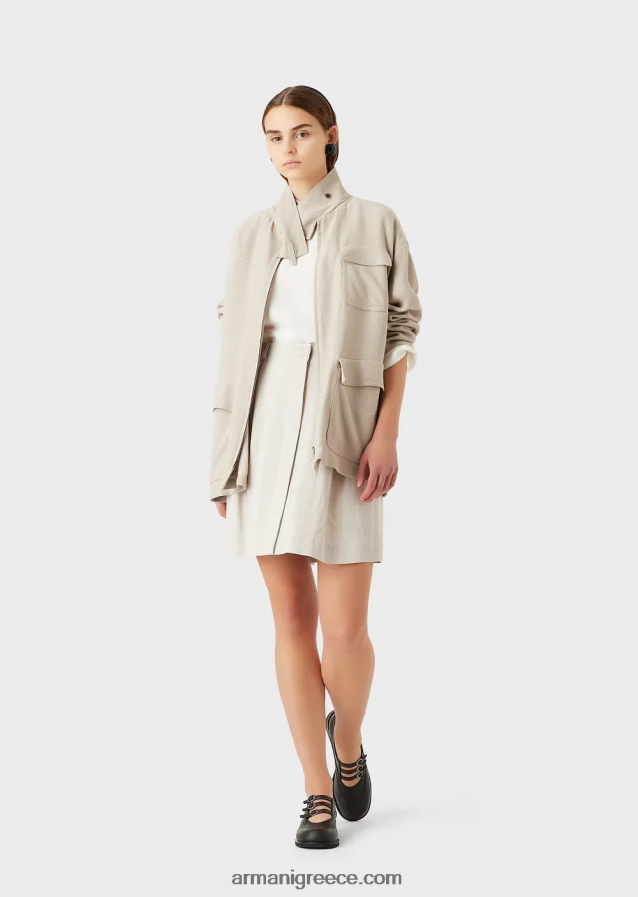 γυναίκες Armani ζακάρ ντεγκραντέ φούστα με πιέτες godet 4046R6336 γκρι περιστεριού