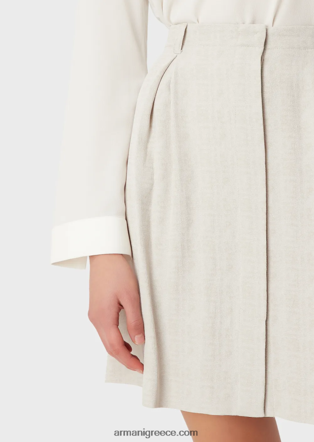 γυναίκες Armani ζακάρ ντεγκραντέ φούστα με πιέτες godet 4046R6336 γκρι περιστεριού