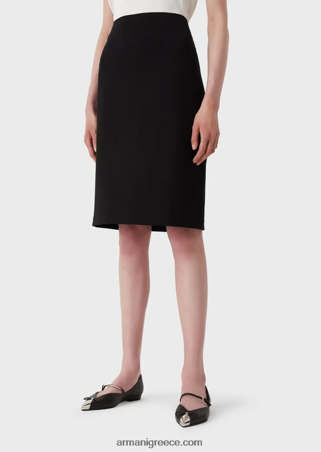 γυναίκες Armani pencil φούστα με βελονιά milano 4046R6340 μαύρος