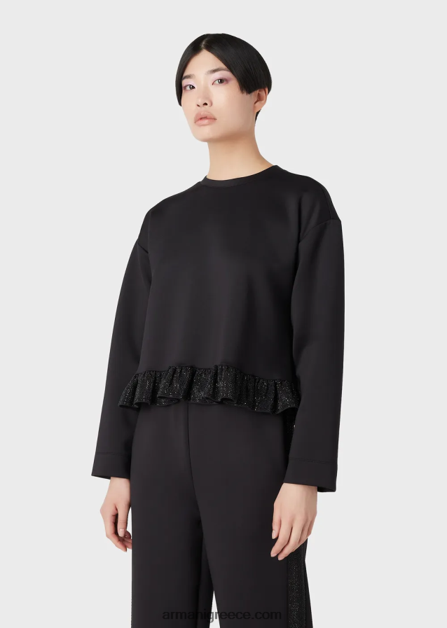 γυναίκες Armani Φούτερ από ύφασμα κατάδυσης με φούτερ από στρας 4046R6396 μαύρος