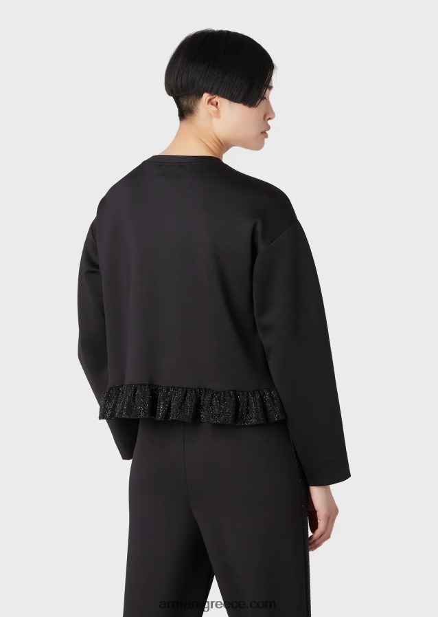 γυναίκες Armani Φούτερ από ύφασμα κατάδυσης με φούτερ από στρας 4046R6396 μαύρος