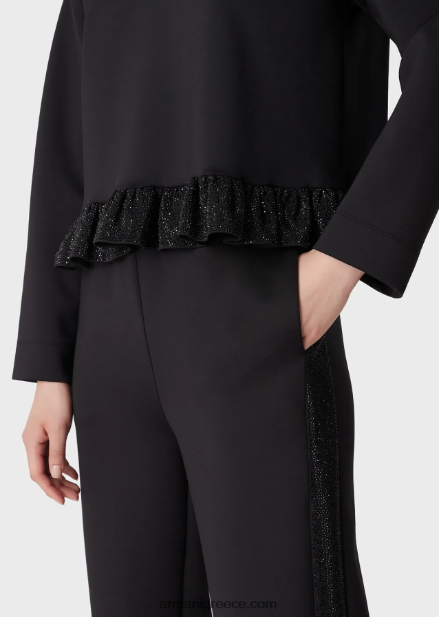 γυναίκες Armani Φούτερ από ύφασμα κατάδυσης με φούτερ από στρας 4046R6396 μαύρος