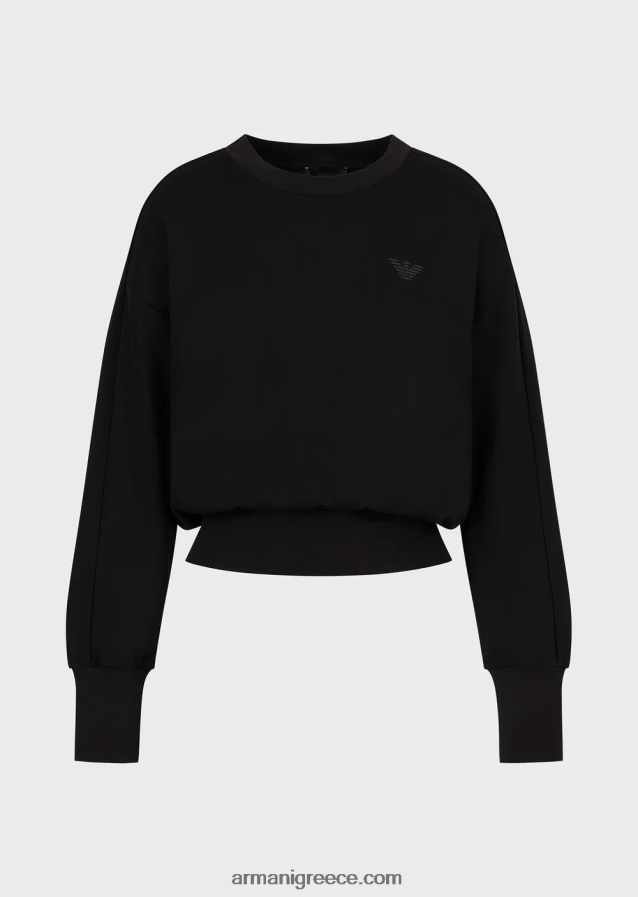 γυναίκες Armani Φούτερ με είδη πρώτης ανάγκης για ταξίδια σε διπλή φανέλα 4046R6405 μαύρος