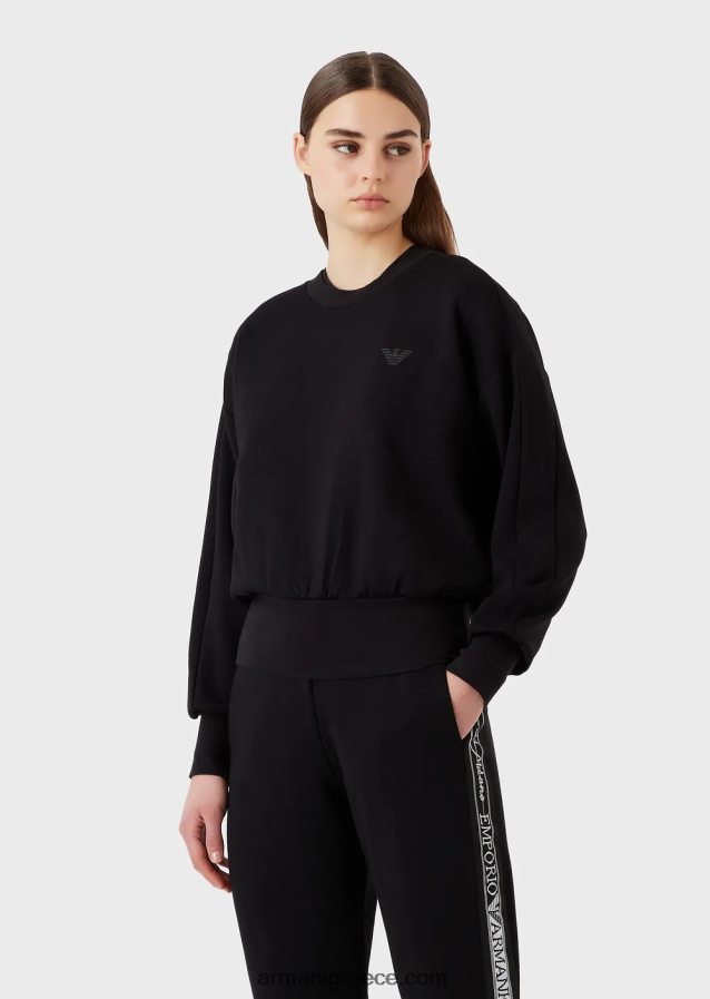 γυναίκες Armani Φούτερ με είδη πρώτης ανάγκης για ταξίδια σε διπλή φανέλα 4046R6405 μαύρος