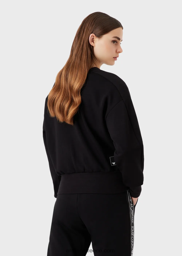 γυναίκες Armani Φούτερ με είδη πρώτης ανάγκης για ταξίδια σε διπλή φανέλα 4046R6405 μαύρος