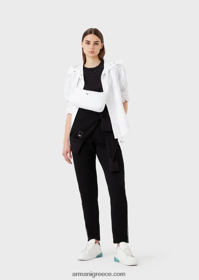 γυναίκες Armani Φούτερ με είδη πρώτης ανάγκης για ταξίδια σε διπλή φανέλα 4046R6405 μαύρος