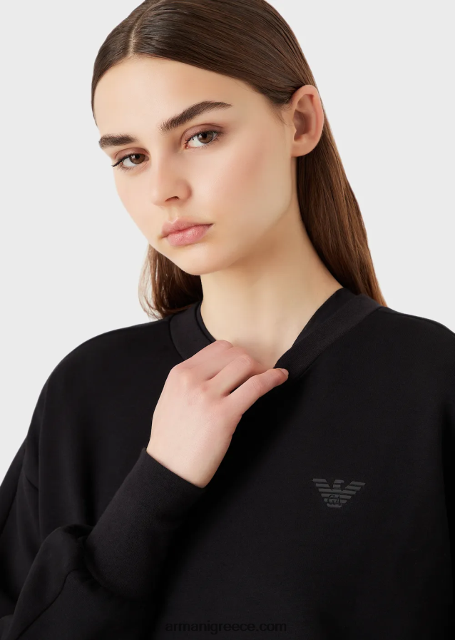 γυναίκες Armani Φούτερ με είδη πρώτης ανάγκης για ταξίδια σε διπλή φανέλα 4046R6405 μαύρος