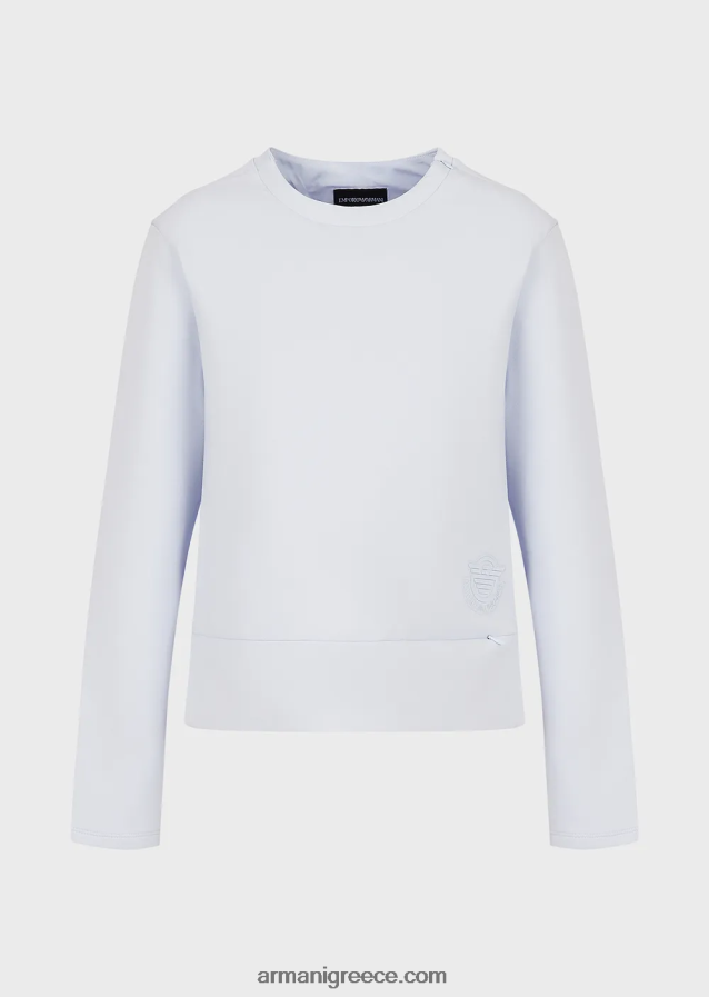 γυναίκες Armani φούτερ με διπλή φανέλα με ασορτί λογότυπο από καουτσούκ 4046R6408 γαλανός