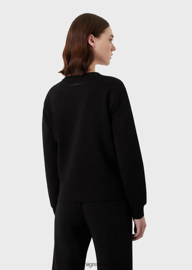 γυναίκες Armani φούτερ διπλή φανέλα με κέντημα 4046R6411 μαύρος