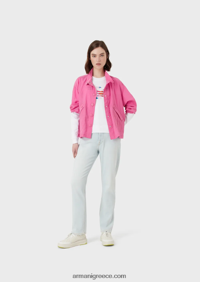 γυναίκες Armani Φούτερ από βιολογικό γαλλικό πετσετάκι με μοτίβο αετού μεγάλου μεγέθους 4046R6418 άσπρο