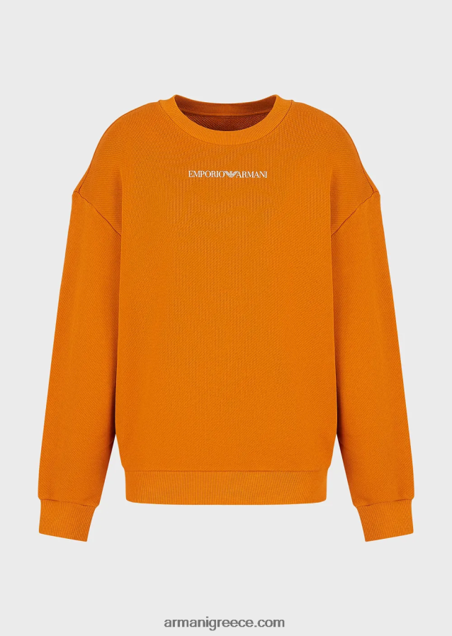 γυναίκες Armani Φούτερ βιώσιμης συλλογής μαλακό από οργανικό βαμβάκι με στάμπα μεγάλου μεγέθους 4046R6425 πορτοκάλι