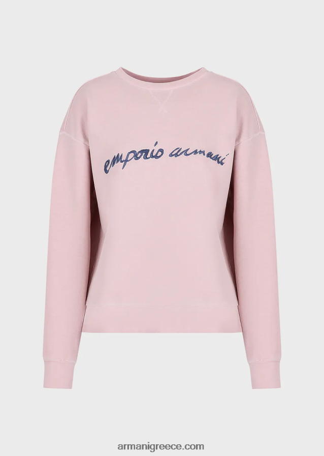 γυναίκες Armani Tye-dye βιολογικό γαλλικό υφασμάτινο φούτερ με ανάγλυφο κέντημα λογότυπου 4046R6423 ροζ
