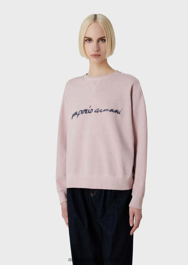 γυναίκες Armani Tye-dye βιολογικό γαλλικό υφασμάτινο φούτερ με ανάγλυφο κέντημα λογότυπου 4046R6423 ροζ