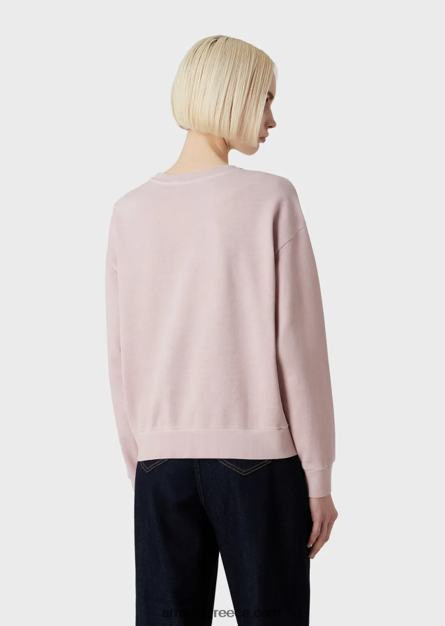 γυναίκες Armani Tye-dye βιολογικό γαλλικό υφασμάτινο φούτερ με ανάγλυφο κέντημα λογότυπου 4046R6423 ροζ