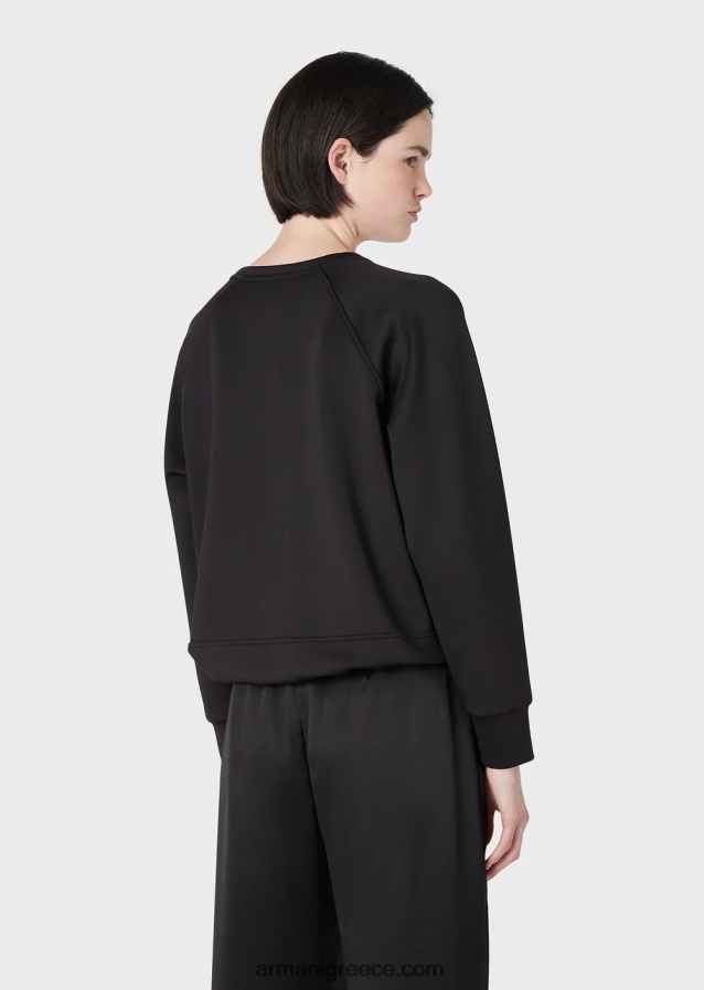 γυναίκες Armani Φούτερ από ύφασμα scuba με υπερμεγέθη αετό από στρας 4046R6421 μαύρος