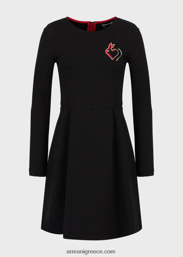 γυναίκες Armani φόρεμα φούτερ με κεντητό κουνέλι 4046R6100 μαύρος