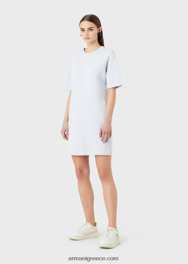 γυναίκες Armani φόρεμα με διπλό μπλουζάκι 4046R6102 γαλανός