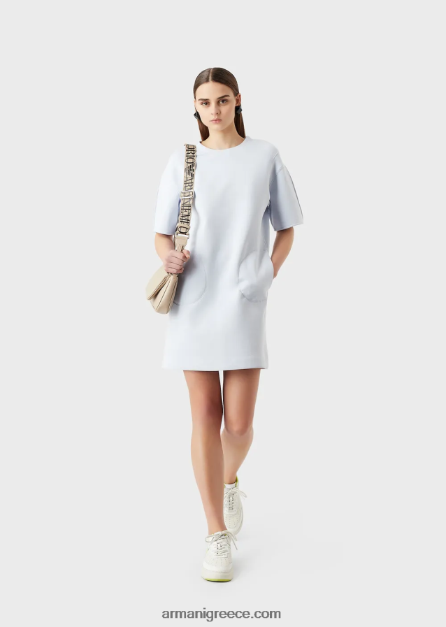 γυναίκες Armani φόρεμα με διπλό μπλουζάκι 4046R6102 γαλανός