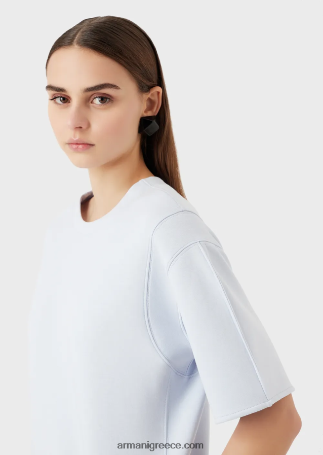 γυναίκες Armani φόρεμα με διπλό μπλουζάκι 4046R6102 γαλανός