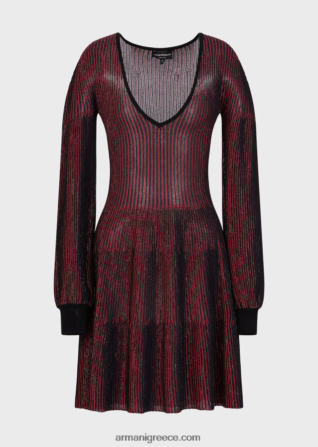 γυναίκες Armani Φόρεμα με λαιμόκοψη σε όλο πλισέ σχέδιο 4046R6108 πρότυπο
