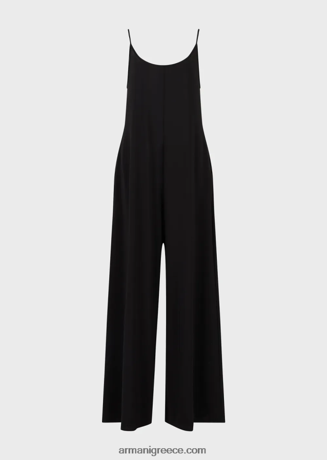 γυναίκες Armani Ζέρσεϊ κρεπ ολόσωμη φόρμα με λαιμόκοψη στην πλάτη 4046R6119 μαύρος