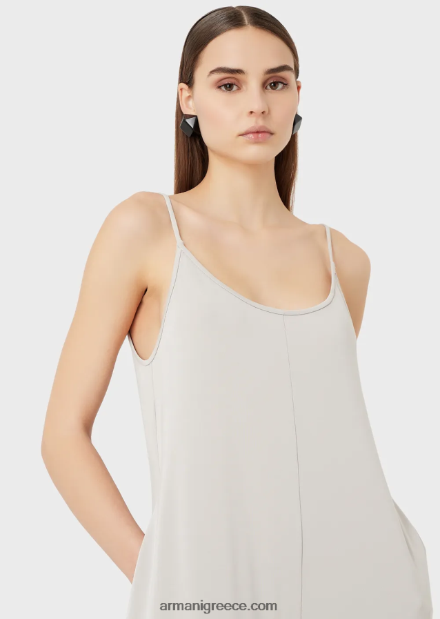 γυναίκες Armani Ζέρσεϊ κρεπ ολόσωμη φόρμα με λαιμόκοψη στην πλάτη 4046R6120 γκρί