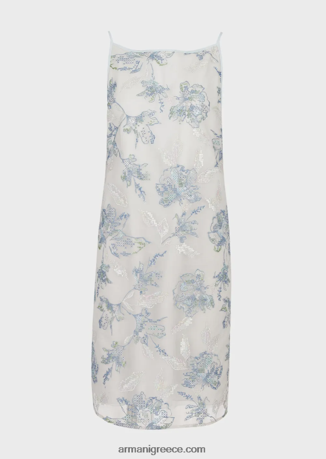 γυναίκες Armani Φόρεμα με θήκη από τούλι με φλοράλ κέντημα και ιριδίζουσες παγιέτες 4046R6123 λουλούδια