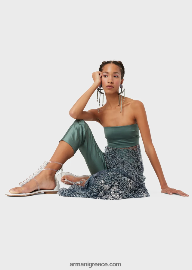 γυναίκες Armani μακρύ φόρεμα με μπούστο και φούστα από τούλι με στρας 4046R6129