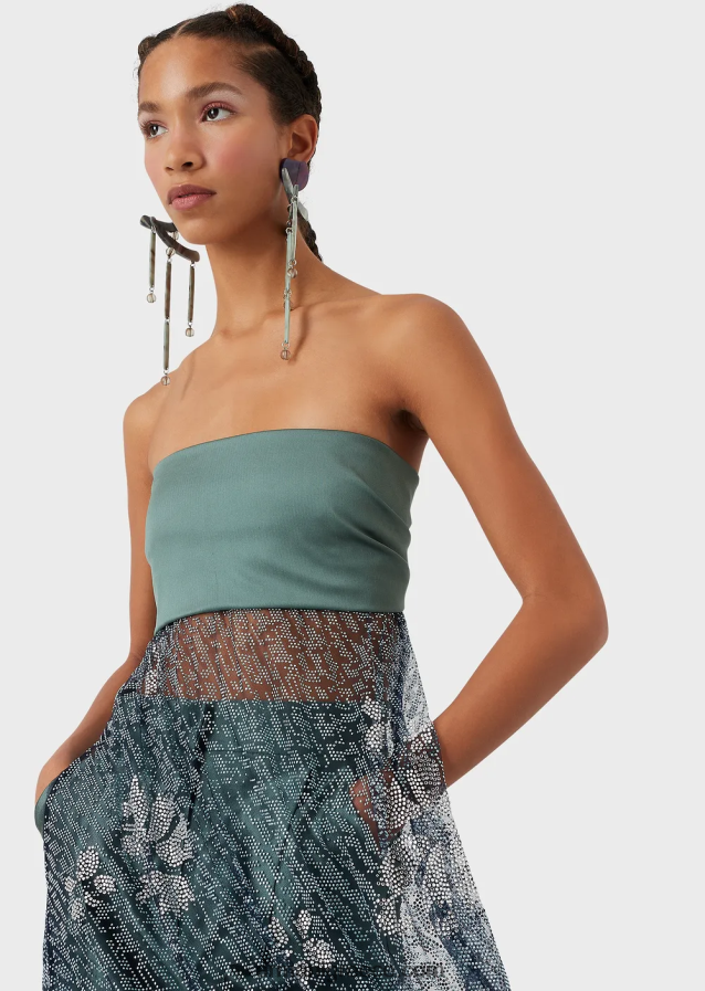 γυναίκες Armani μακρύ φόρεμα με μπούστο και φούστα από τούλι με στρας 4046R6129