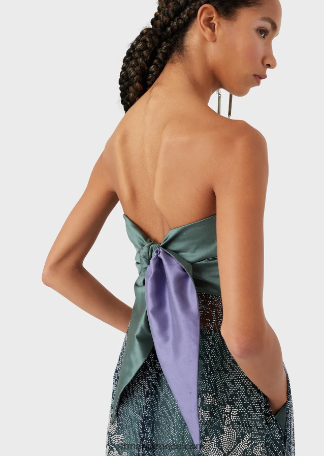 γυναίκες Armani μακρύ φόρεμα με μπούστο και φούστα από τούλι με στρας 4046R6129