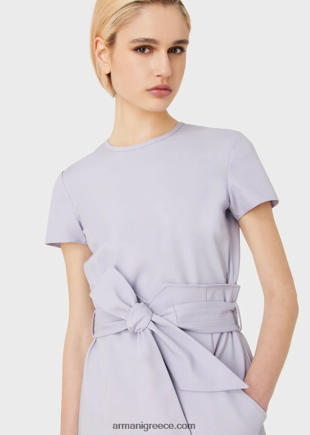 γυναίκες Armani Φόρεμα δύο κομματιών με εφέ από βαμβακερό στρετς 4046R665 λιλα
