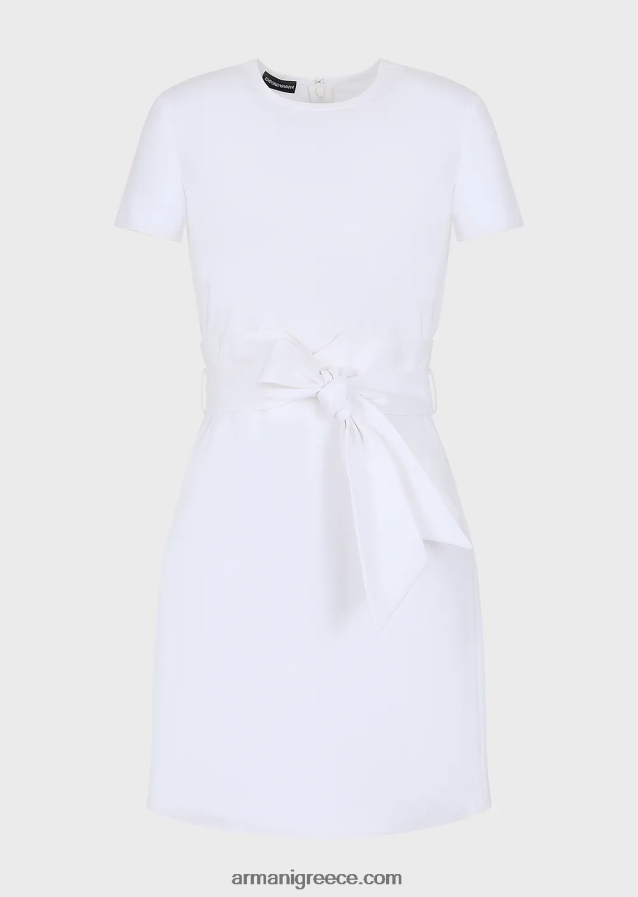 γυναίκες Armani Φόρεμα δύο κομματιών με εφέ από βαμβακερό στρετς 4046R666 άσπρο
