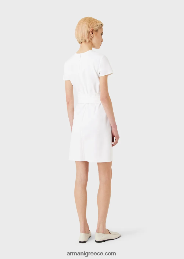 γυναίκες Armani Φόρεμα δύο κομματιών με εφέ από βαμβακερό στρετς 4046R666 άσπρο